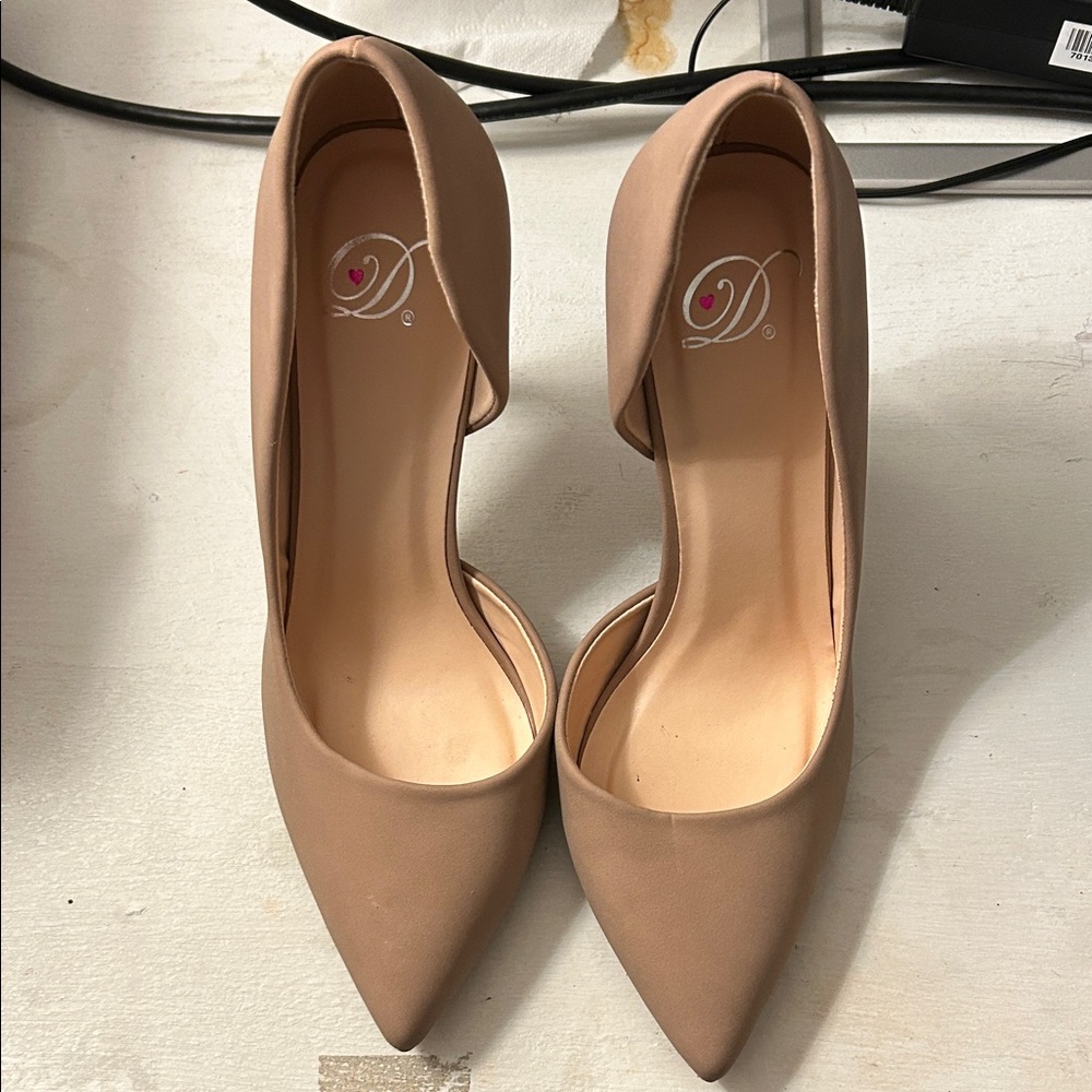 Dollhouse Blush D'Orsay Pointed Toe Heels